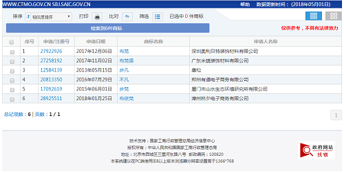 商标近似查询结果